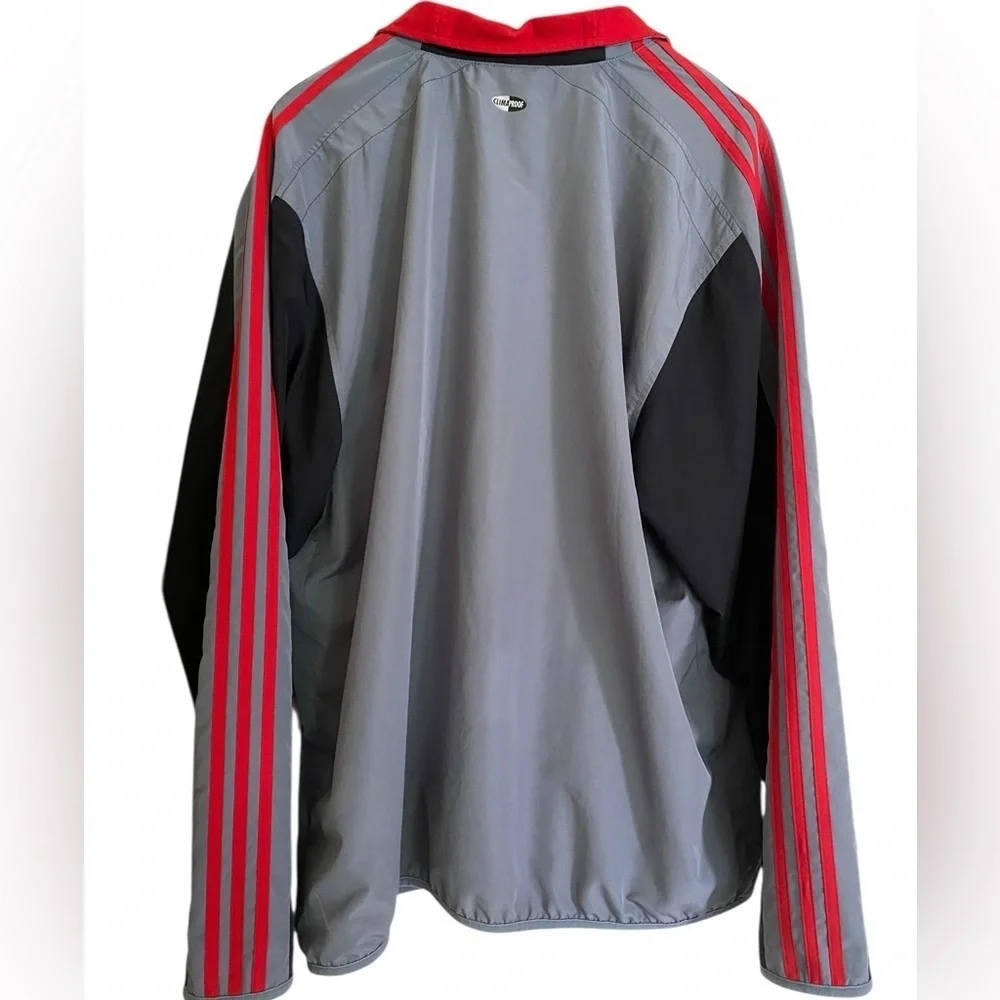 Vintage Adidas Sporty Gray Windbreaker Red Three Stripe Design Men’s Size XL